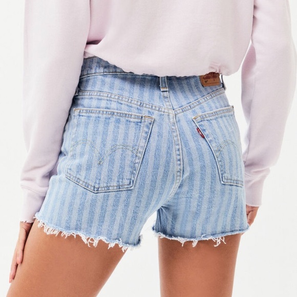 ✖️SOLD✖️•LEVI’S•501 Tango Striped High Rise Shorts - Picture 10 of 10